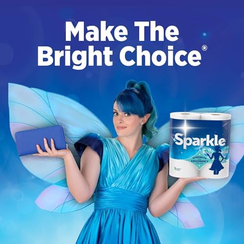 Sparkle Pick-A-Size Paper Towels, 6 Double Rolls (660 Sheets Total) - Strong 2-Ply Towels for Kitchen Cleanup and Everyday Messes