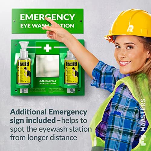MAASTERS BPA Free Wall-Mounted Eye Wash Station with Sign - Set of 1