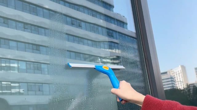 PIMEKOY Window Cleaning Kit with Bucket, Squeegee and Scrubber for Outdoor