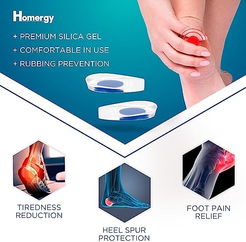 Gel Heel Cups for Heel Pain Relief, Plantar Fasciitis - 2 Pack Inserts