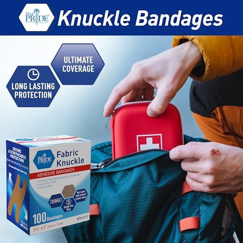 MED PRIDE Fabric Knuckle Bandages,Latex-Free,1.5x3 in,100-Count