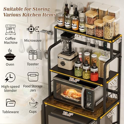 Yuyetuyo 3 Tier Mini Fridge Stand Shelf with Storage for Kitchen and Dorm
