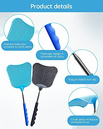 CUNCUI Fly Swatter Set of 2, Indoor Outdoor Telescopic Fly Swatters