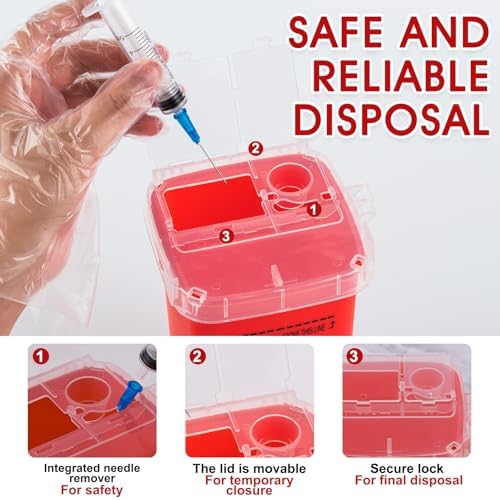 1 Quart (3-Pack) Sharps Container for Home Use, Needle Disposal Containers