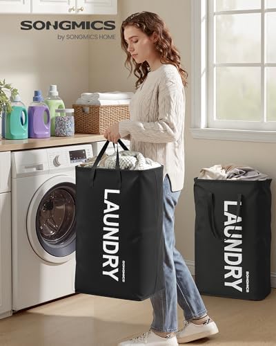 SONGMICS Laundry Hamper, 80L Foldable Basket, 2 Pack, Water-Repellent