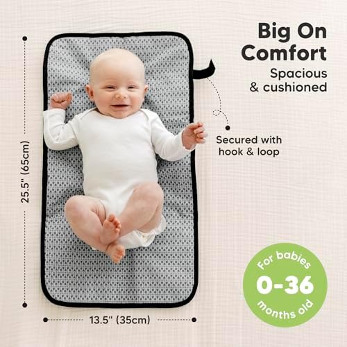 KeaBabies Portable Diaper Changing Pad, Easy Wipe Clean, 25x13 (Black Geo)