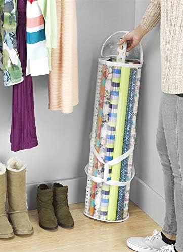 Whitmor 6044-4924 Clear Gift Wrap Organizer - Zippered Storage for 25 Rolls