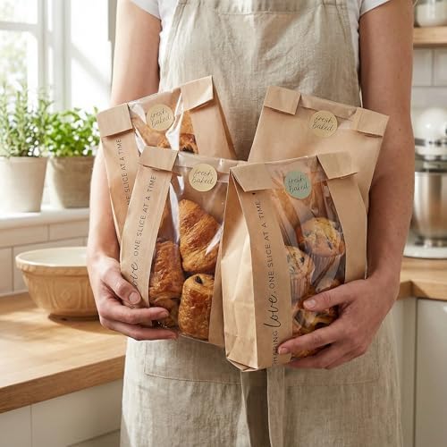 Beautiful Bread Bags for Homemade Bread - Clear Window Bakery Paper Bags