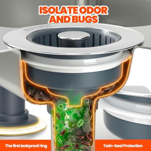 3 in 1 Kitchen Sink Drain Strainer Stopper Basket Pop Up Silver