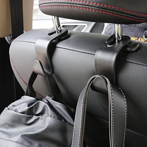 4 Pack Curved Headrest Hooks for Vehicle Seats, Black Style 2