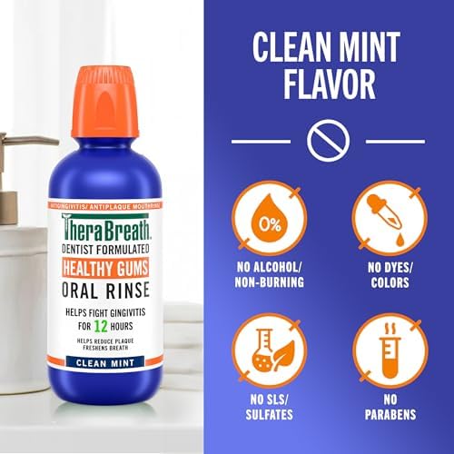 TheraBreath Healthy Gums Oral Rinse, Clean Mint, 1 Liter