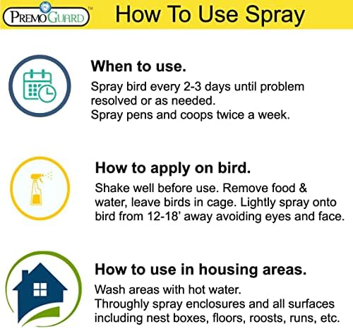 Premo Guard Natural Poultry Spray – Kills Scaly Leg Mites, Fleas, & Lice