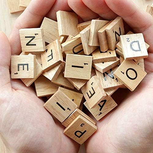 TMEEIHNSS 100Pcs Wooden Alphabet Tiles Scrabble Replacement Letters for Board Games, Wedding Frame and Wall Art (100)