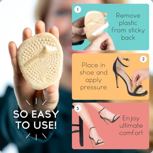 Walkize Ball of Foot Cushions for Women, Metatarsal Pads, 2 Pairs, Beige