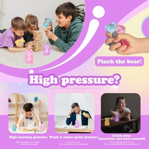 2pc Stress Gummy Bear Squishy Stress Balls for Adults Kids Fidget Toy