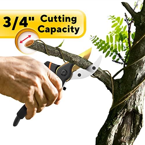 Premium Bypass Pruning Shears for Gardening, Heavy Duty Ultra Sharp Blade