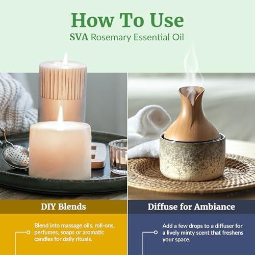 SVA Rosemary Essential Oil, Glass Bottle with Dropper, 4 Fl Oz (118 ml)