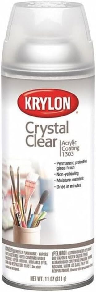 Krylon Spray Paint, Clear, Gloss, Solvent, 11 oz K01305007-1 Each