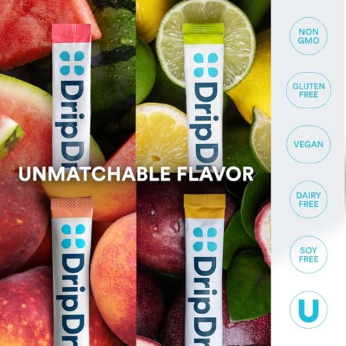 DripDrop Hydration Sugar Free Electrolyte Packets, Variety Pack, 32 Count
