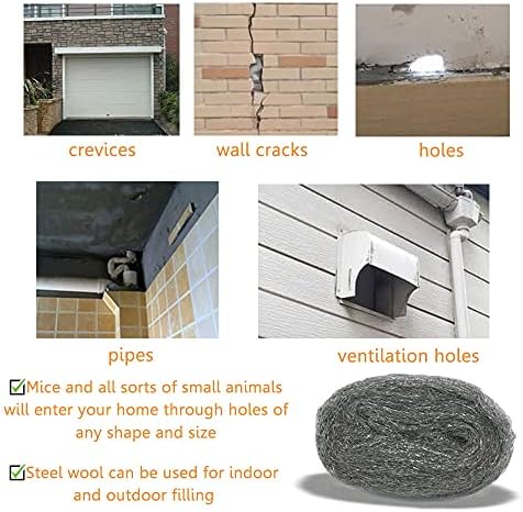 Alabrocon Steel Wool Mice Control, 2 Pack 3" x10 Ft