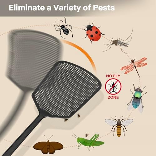 Fly Swatters-Begonia Flexible Heavy Duty Thick Fly Swatters with Bigger Paddle, Black 3 Pack