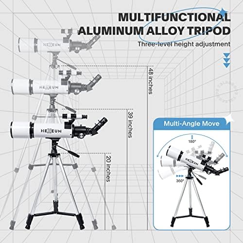 Koolpte Telescope for Adults, 80mm/600mm AZ Refractor for Beginners