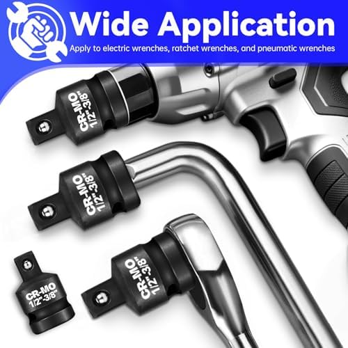 1/2" Female to 3/8" Male Impact Socket Adapter Reducer Set, 2 Pcs Chrome Molybdenum Steel Driver Conversion Adapters, for Sockets and Impact Wrench