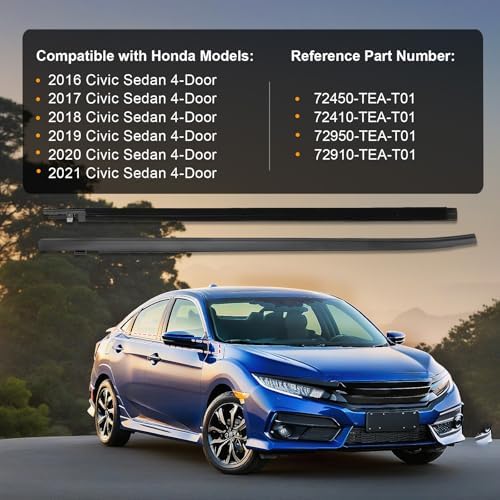 ItranMc Window Weatherstrip Trim for 2016-2021 Honda Civic 4-Door Sedan