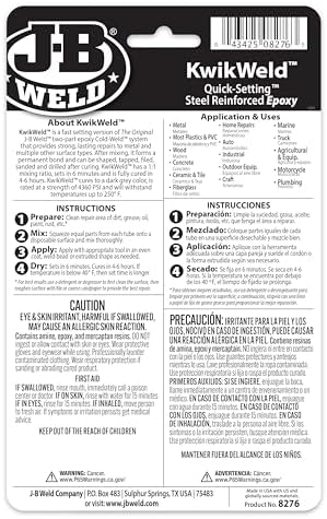 J-B Weld 8276 KwikWeld Quick Setting Steel Reinforced Epoxy - Dark Grey 2 oz