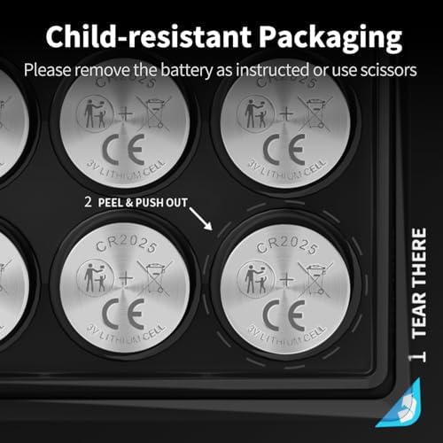 NICEBATT Cr2025 3V Lithium Battery, High Capacity 2025 Batteries for Key fobs, Remote Controls (12, 150, Microamps)