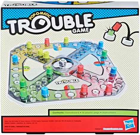 Hasbro Gaming Trouble Board Game for Kids Ages 5 and Up 2-4 Players