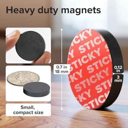 Strong Ceramic Round Adhesive Magnets, 0.7x0.12 (18x3mm), 100 Pcs