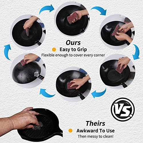 Herda 316L Cast Iron Scrubber Cleaner, Large Cast Iron Chain Mail Scrubber