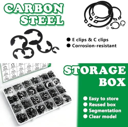 330PCS Snap Rings Kit, E Clips Kit (2-12MM) and C Clips Kit (5-16MM)
