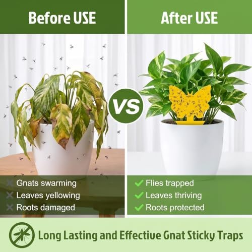 40 Pack Fungus Gnat Traps, Yellow Sticky Fruit Fly Traps for Indoor Plants