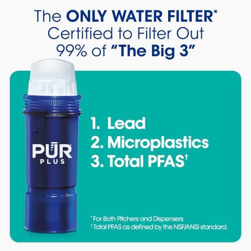 PUR Plus Water Filter Replacement for Pitchers & Dispensers, 6-Month Supply, 3 Count, Blue (PPF951K3)