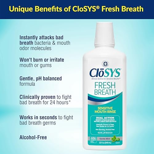 CloSYS Mouthwash, 32 Ounce, Fresh Breath Mouthwash, 2 Pack, Gentle Mint