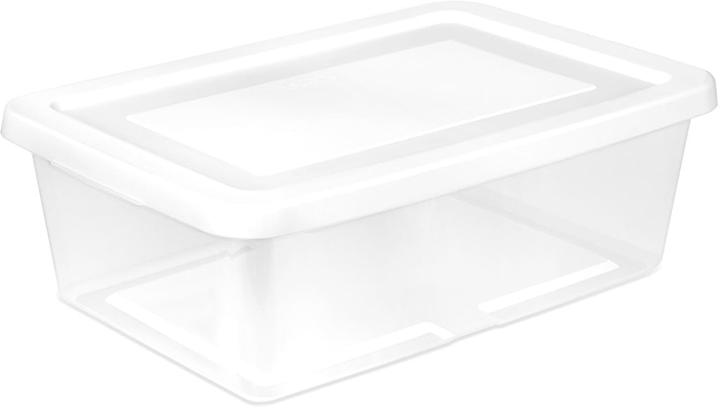 Sterilite Storage Box Stackable Tote, White, 12 Quart, 12 Pack