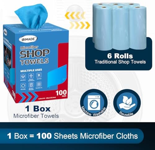 UNIMADE Shop Towels, 100 Sheets Microfiber Cleaning Cloth