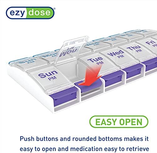 Ezy Dose Weekly (7-Day) AM/PM Pill Organizer, X-Large Case, Blue/Purple