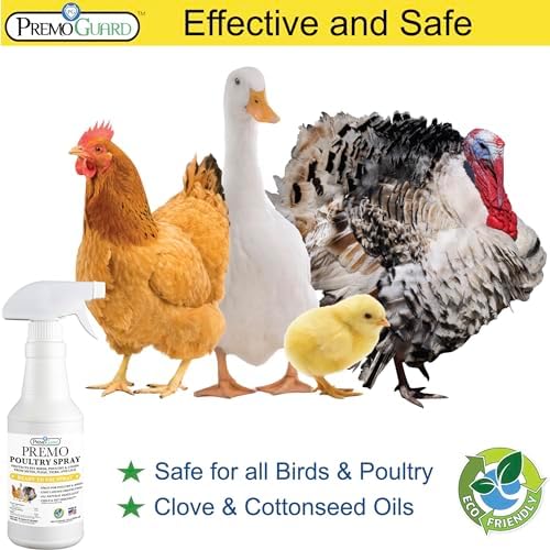 Premo Guard Natural Poultry Spray – Kills Scaly Leg Mites, Fleas, & Lice