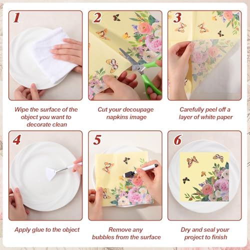 NatNarr 30 Pack Decoupage Napkins, 30 Styles Vintage Floral Napkins