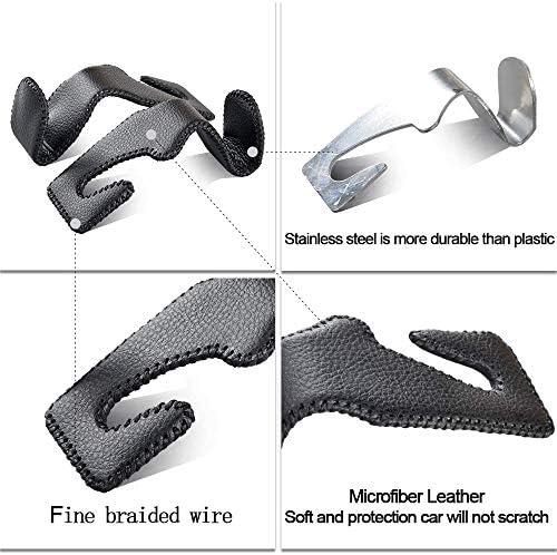 2 Pack Car Headrest Hooks, Microfiber Leather & Alloy Purse Hook Holds 45lb