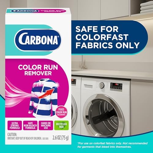 Carbona Color Run Remover (2.6 Oz), Ultra Strong Laundry Dye Transfer Remover, Helps Fix Color Run Accidents, Brightens Whites, Hand or Machine Use