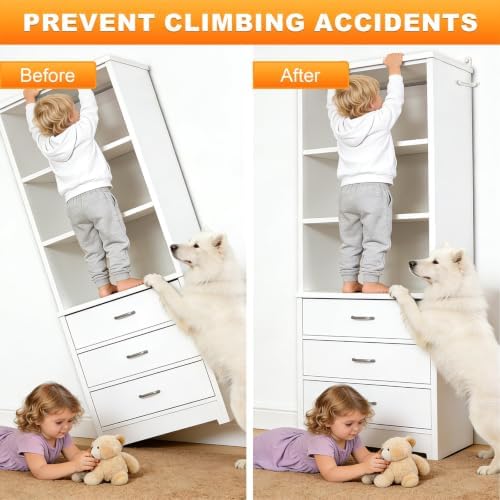 Furniture Anchors for Baby Proofing, 12 Pack, White