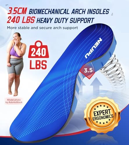 NEUPU 240+lbs Plantar Fasciitis Relief Insoles Men, Shoe Inserts for Women