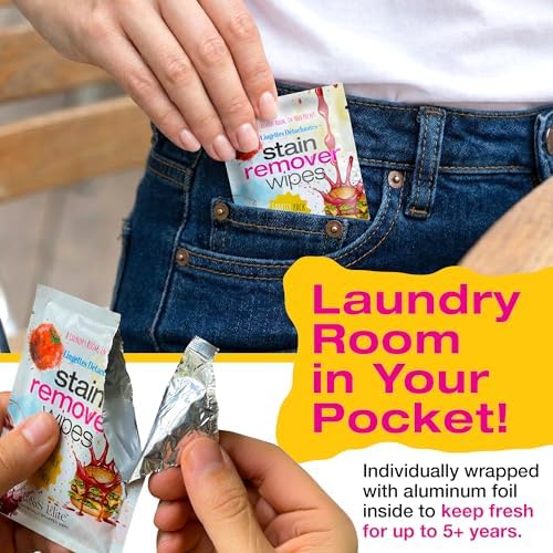 Stain Remover Wipes, 50 Count, Individually Wrapped, Instant Stain Removal