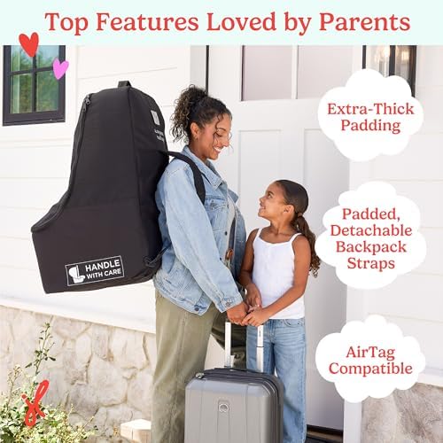 J.L. Childress Padded Backpack Car Seat Travel Bag - Deluxe, Black