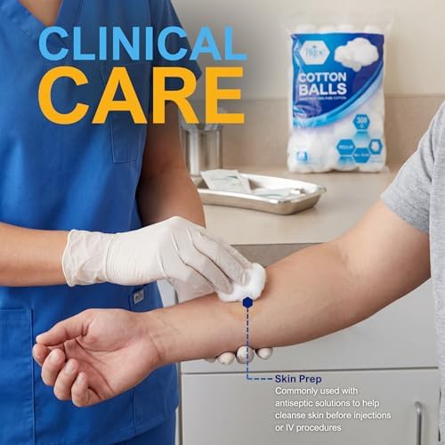MED PRIDE 100% Pure Cotton Balls,Ultra Soft & Absorbent,Non-Sterile,300 Ct