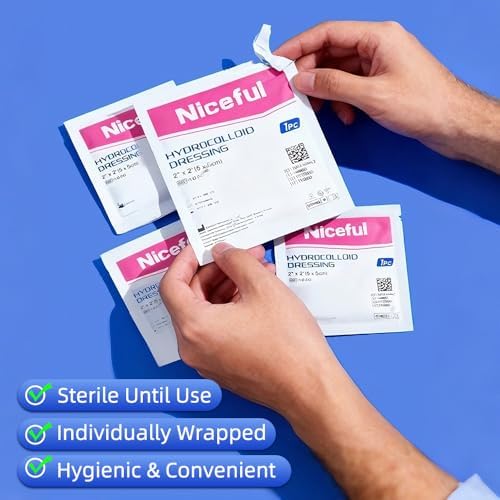 Niceful Hydrocolloid Bandages 2"x2" for Wound Care, 20 Count